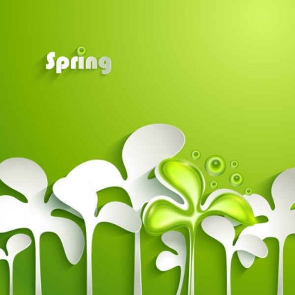 Spring paper green design vector 02