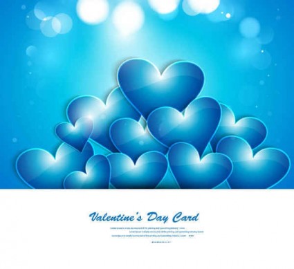 Blue heart greeting card shiny vector