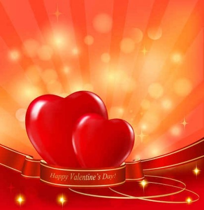 Heart with red ribbon background vector