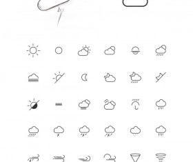 35 Weather lines icons set