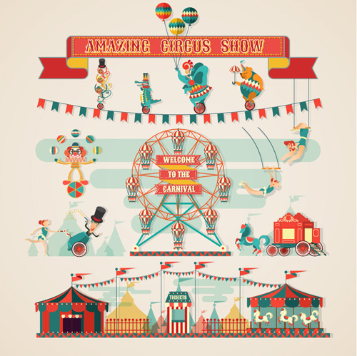 Amazing circus show vector illustration 01