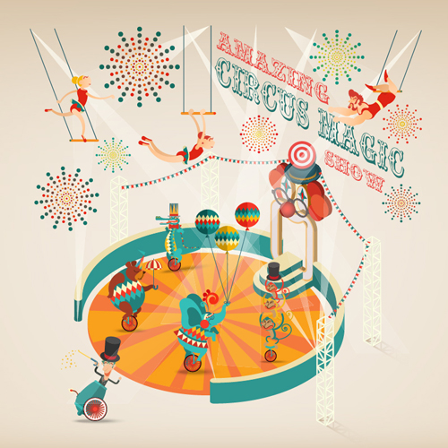 Amazing circus show vector illustration 04