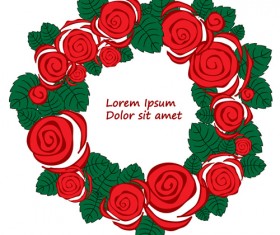 Beautiful rose wreath 01 vector