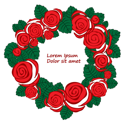 Beautiful rose wreath 01 vector