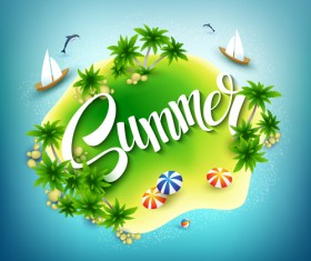 Beautiful sea island summer vector background