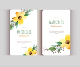 Beautiful watercolor flower business cards vector set 03