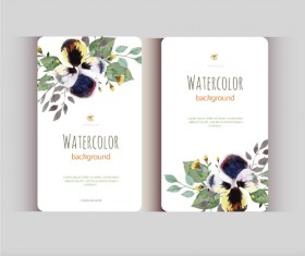 Beautiful watercolor flower business cards vector set 07