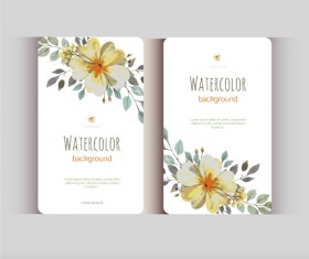 Beautiful watercolor flower business cards vector set 13