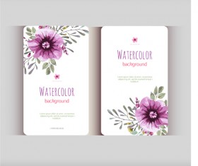 Beautiful watercolor flower business cards vector set 14