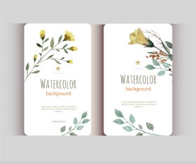 Beautiful watercolor flower business cards vector set 16