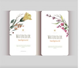 Beautiful watercolor flower business cards vector set 18