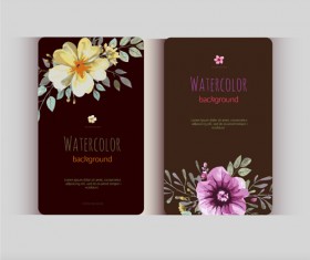 Beautiful watercolor flower business cards vector set 20