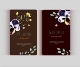 Beautiful watercolor flower business cards vector set 21