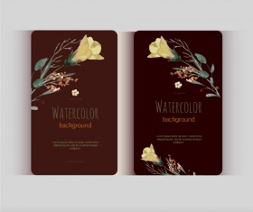 Beautiful watercolor flower business cards vector set 22