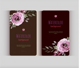 Beautiful watercolor flower business cards vector set 23