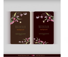 Beautiful watercolor flower business cards vector set 26