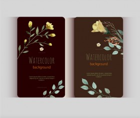 Beautiful watercolor flower business cards vector set 27
