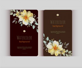 Beautiful watercolor flower business cards vector set 28