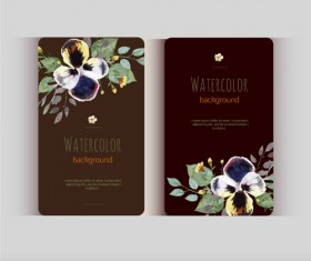 Beautiful watercolor flower business cards vector set 29