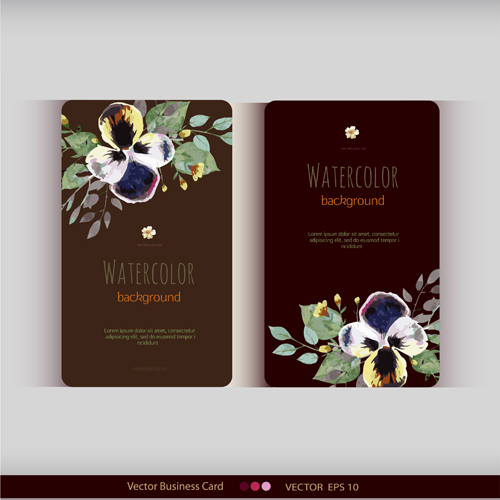 Beautiful watercolor flower business cards vector set 29