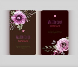 Beautiful watercolor flower business cards vector set 30