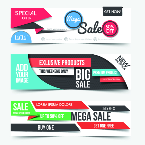 Big sale business web banners vectors 01