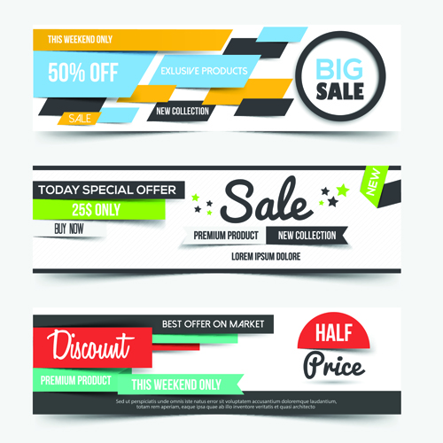 Big sale business web banners vectors 03