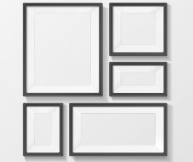 Black border photo frame vector set 01