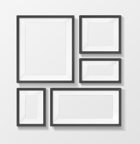 Black border photo frame vector set 01