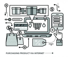 Black outline business template vector 01