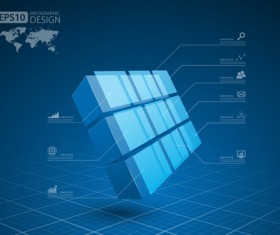 Blue style Infographics concept template vector material 01