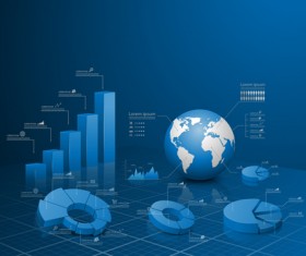 Blue style Infographics concept template vector material 02