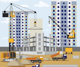 Building construction site flat background vector 01
