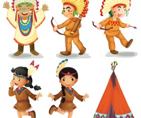 Cartoon Indigenous people vector material 02