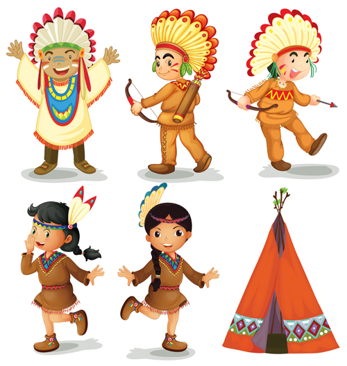 Cartoon Indigenous people vector material 02