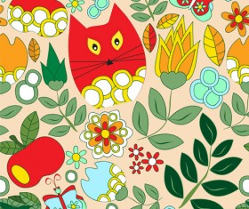 Cartoon cat seamless pattern vector free download