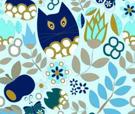 Cartoon cute cat seamless pattern vectors 02