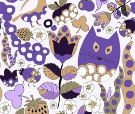 Cartoon cute cat seamless pattern vectors 03