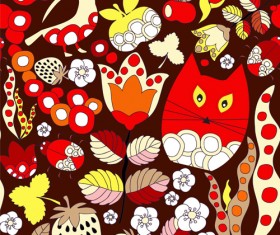 Cartoon cute cat seamless pattern vectors 04