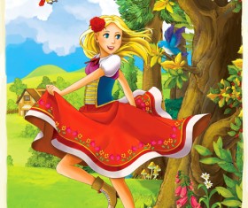 Cartoon girl with fairy tale world vector