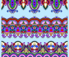 Cartoon ornament floral vector seamless borders 01