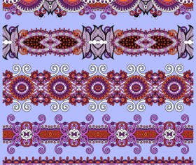 Cartoon ornament floral vector seamless borders 02