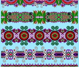 Cartoon ornament floral vector seamless borders 03