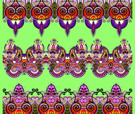 Cartoon ornament floral vector seamless borders 04