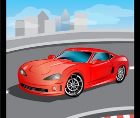 Cartoon sports car design vectors set 01