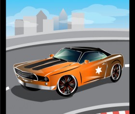 Cartoon sports car design vectors set 02