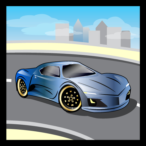 Cartoon sports car design vectors set 03
