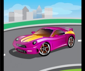 Cartoon sports car design vectors set 04