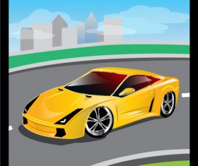 Cartoon sports car design vectors set 06