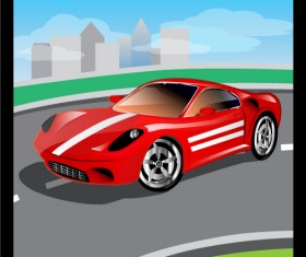 Cartoon sports car design vectors set 07